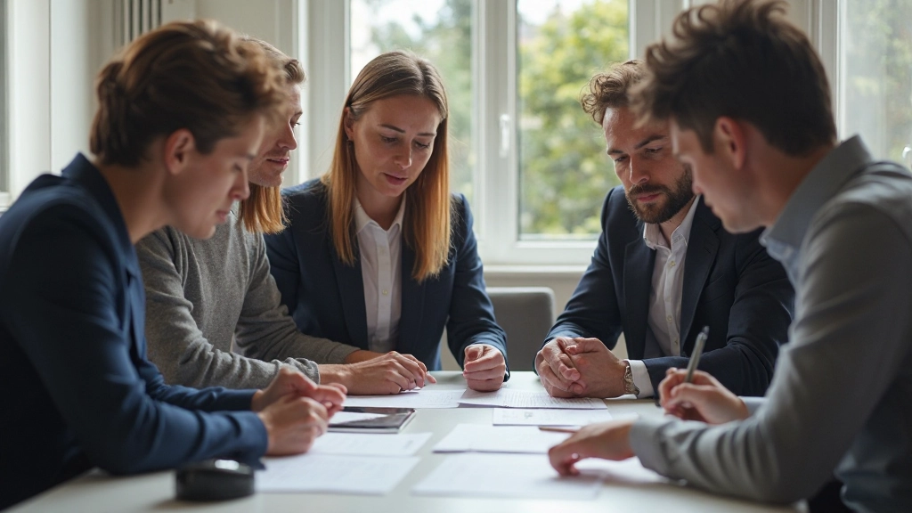 Equipa de design em reunião colaborativa analisando feedback de utilizadores
